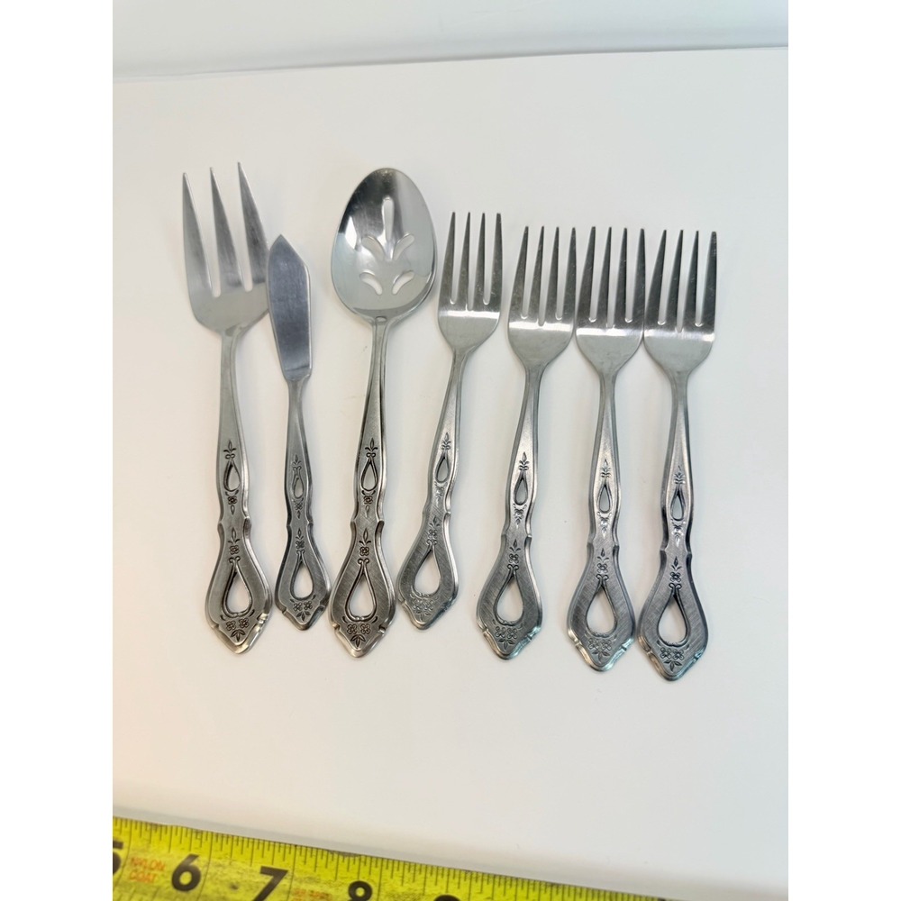 Stanley Roberts Autumn Ballad Stainless Lot 7 Serving & Salad Forks Crafting